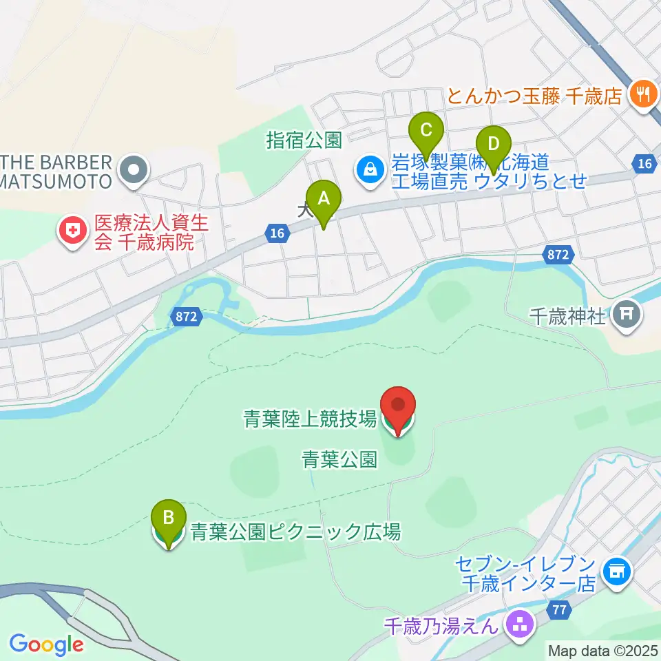 青葉陸上競技場周辺のホテル一覧地図