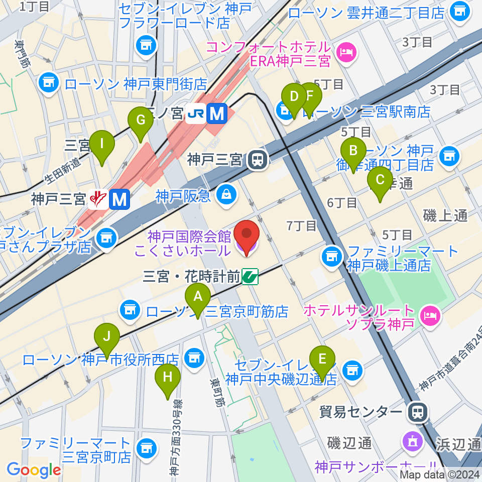 キノシネマ神戸国際周辺のホテル一覧地図