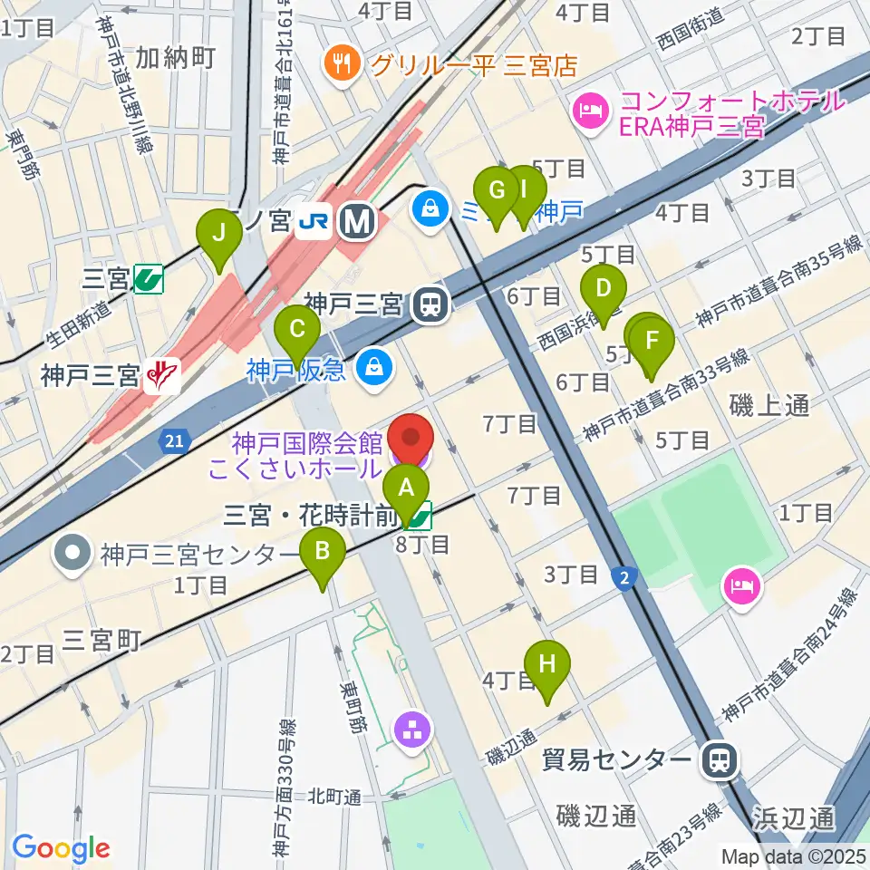 キノシネマ神戸国際周辺のホテル一覧地図