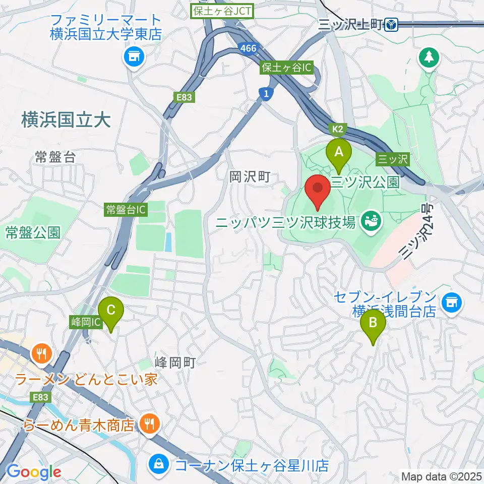三ツ沢公園陸上競技場周辺のホテル一覧地図