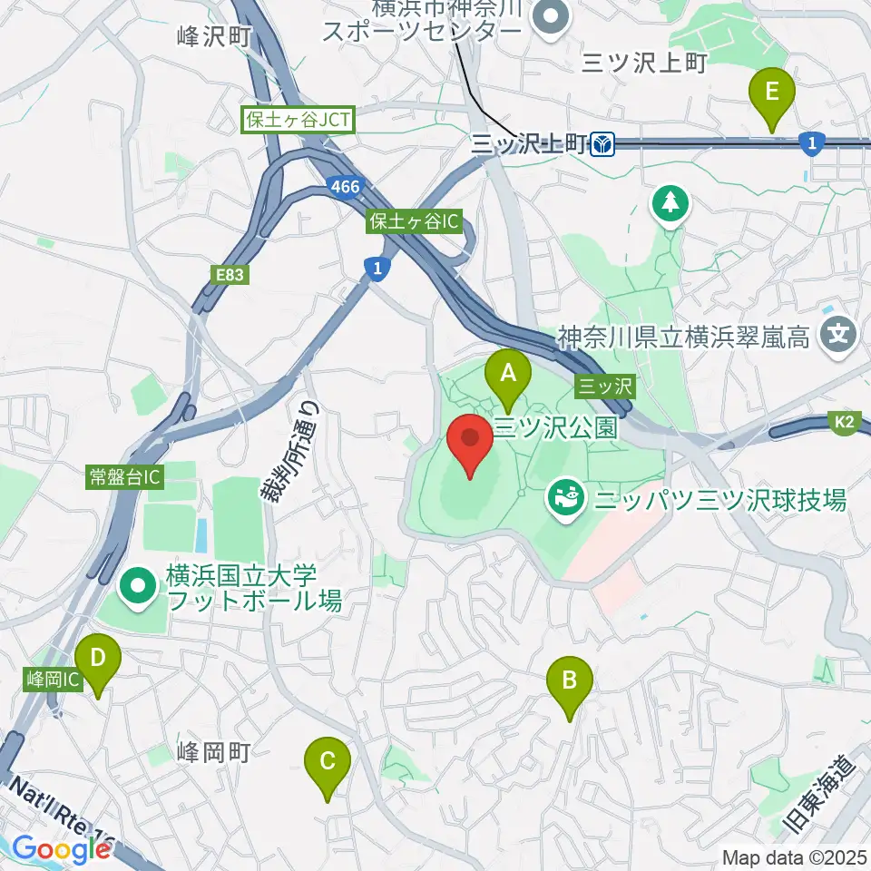 三ツ沢公園陸上競技場周辺のホテル一覧地図