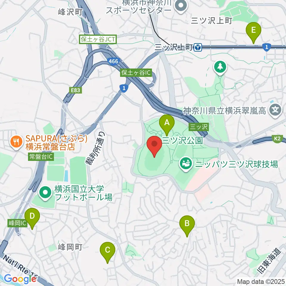 三ツ沢公園陸上競技場周辺のホテル一覧地図
