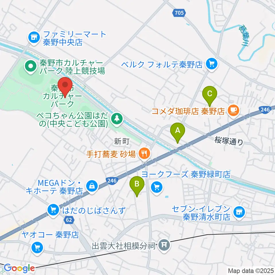 秦野市カルチャーパーク陸上競技場周辺のホテル一覧地図