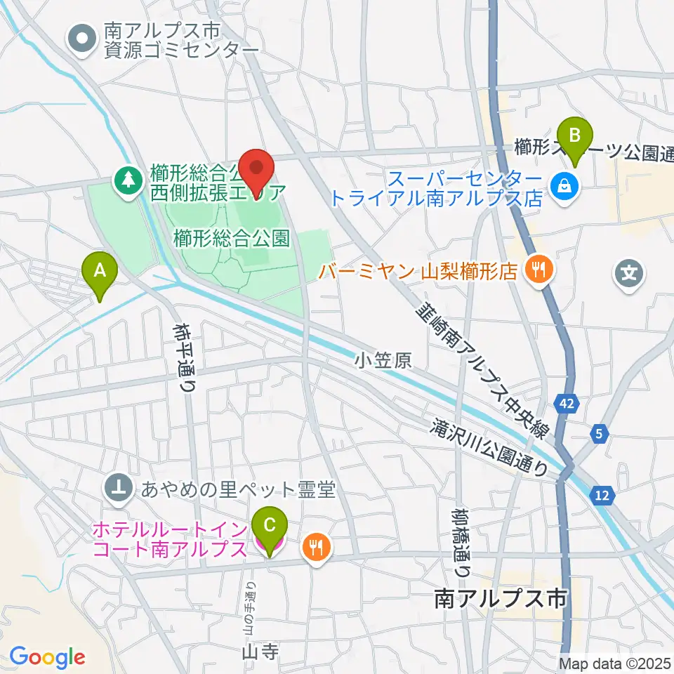 日世 南アルプススタジアム周辺のホテル一覧地図