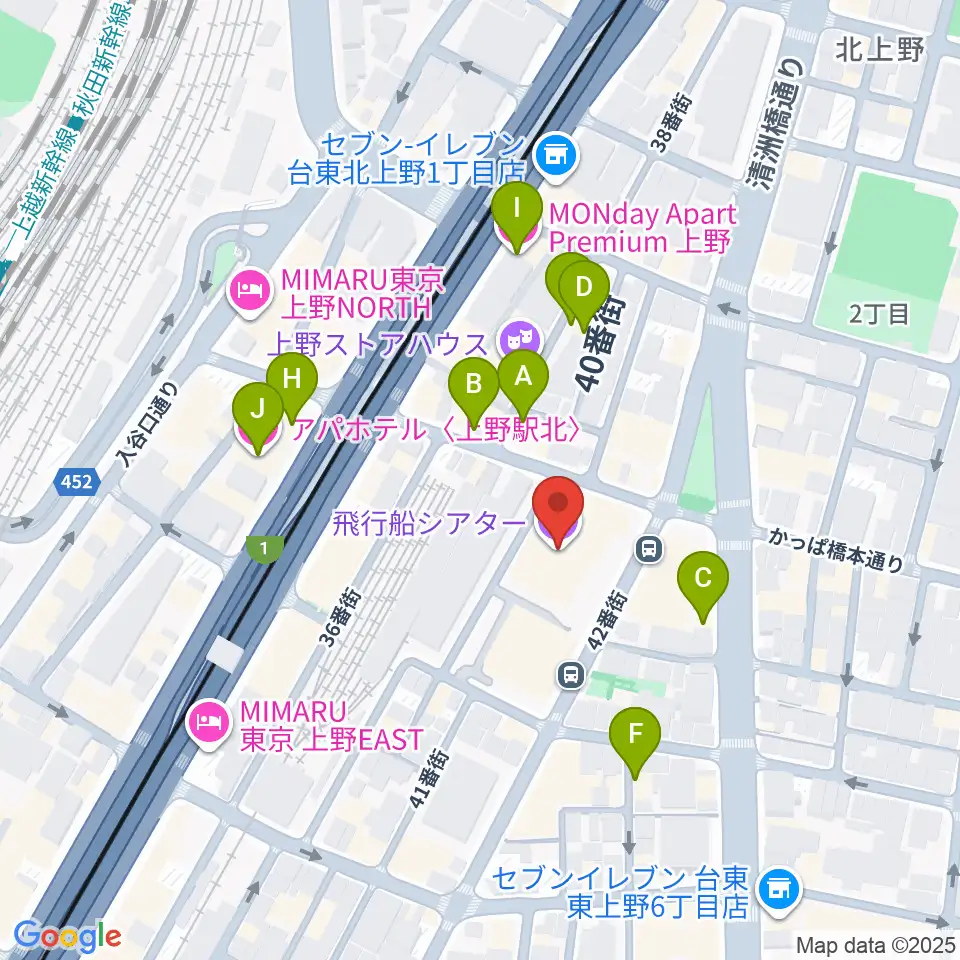 飛行船シアター周辺のホテル一覧地図