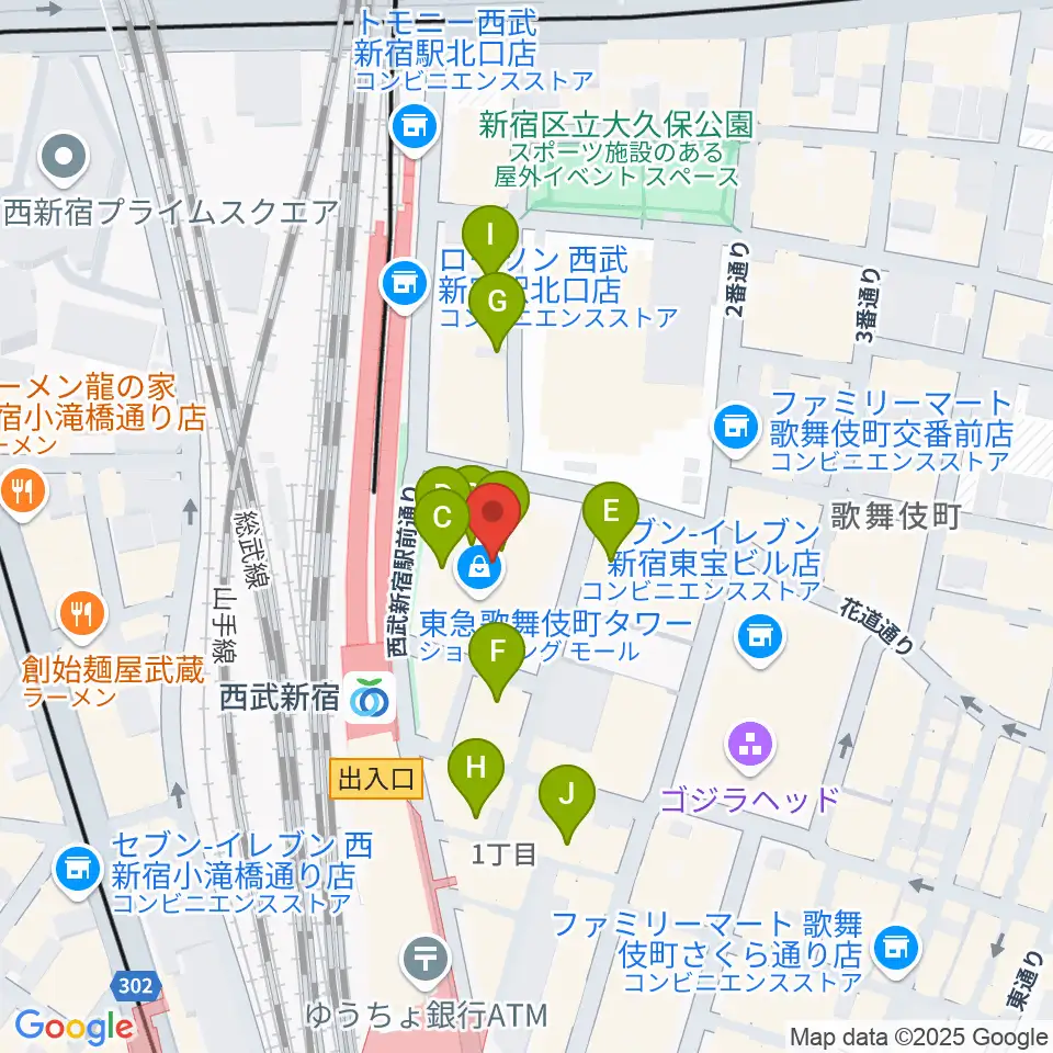 Zepp新宿周辺のホテル一覧地図