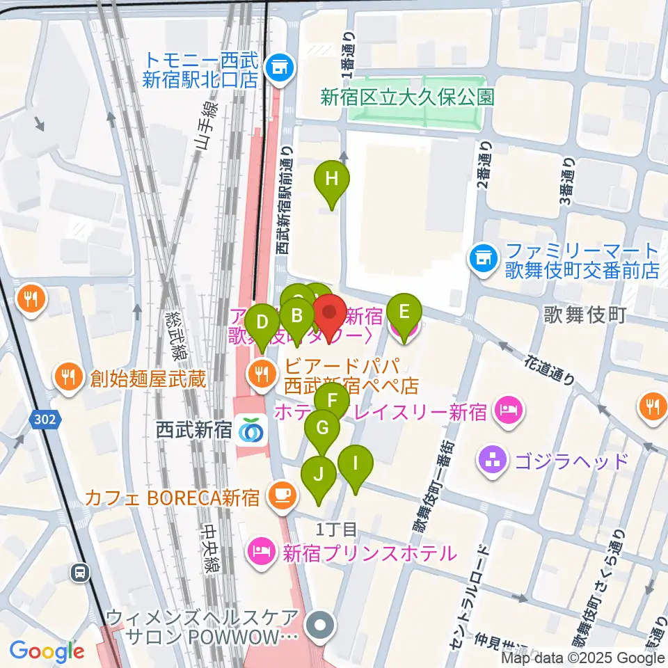 Zepp新宿周辺のホテル一覧地図