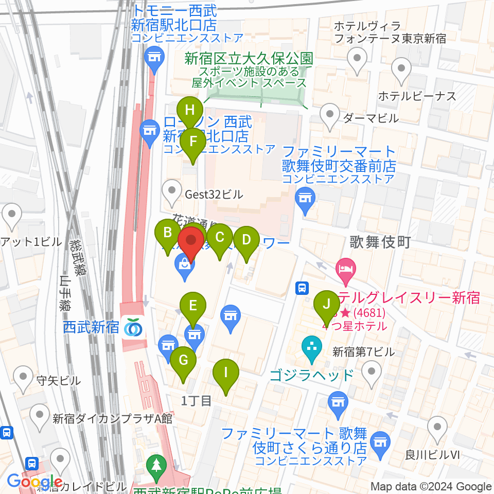 109シネマズプレミアム新宿周辺のホテル一覧地図