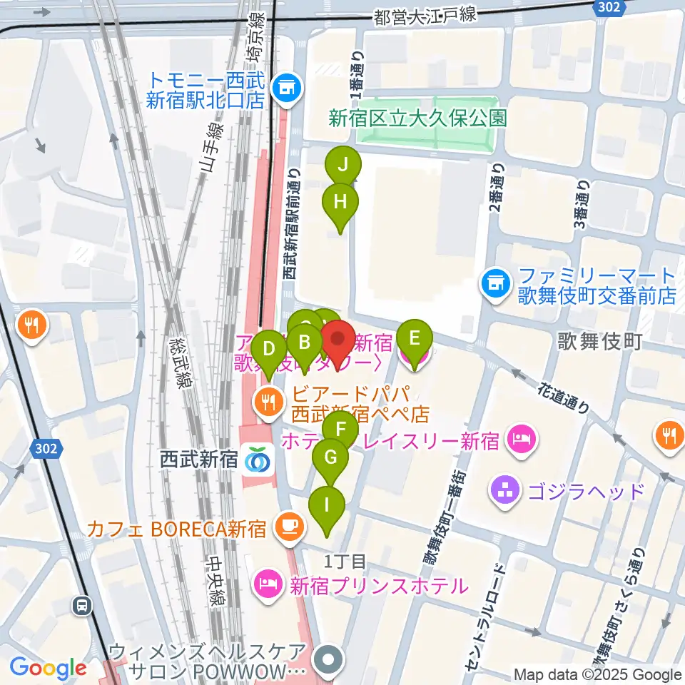 109シネマズプレミアム新宿周辺のホテル一覧地図