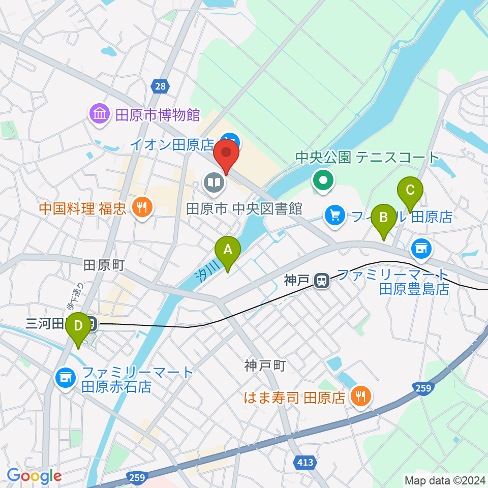 田原文化会館周辺のホテル一覧地図