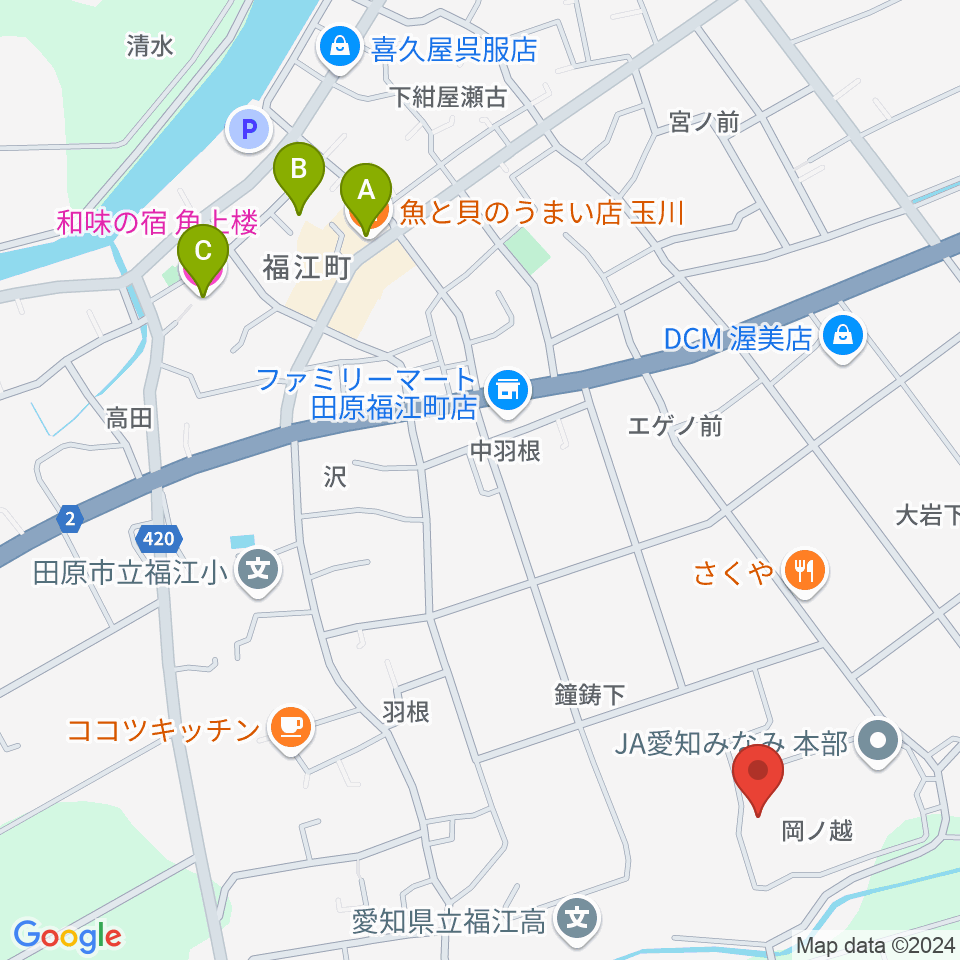 渥美文化会館周辺のホテル一覧地図