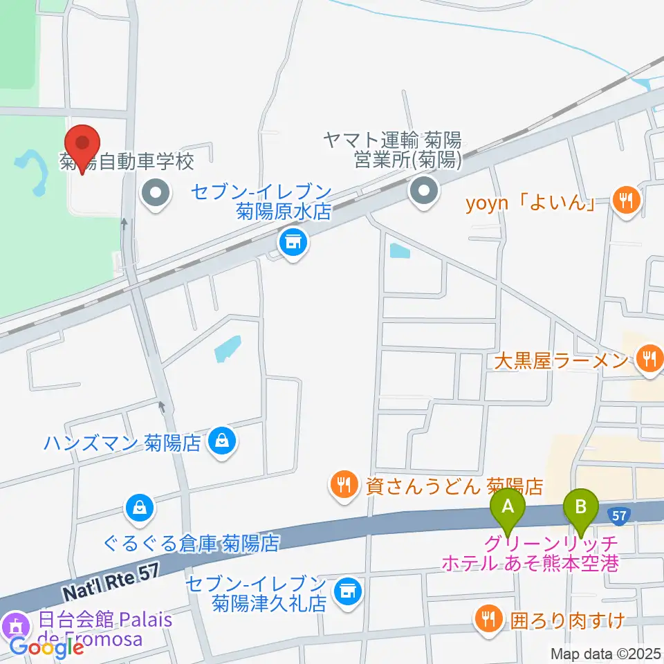 菊陽町図書館ホール周辺のホテル一覧地図