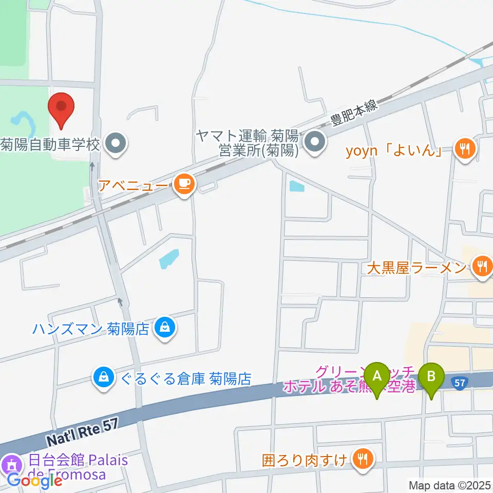 菊陽町図書館ホール周辺のホテル一覧地図