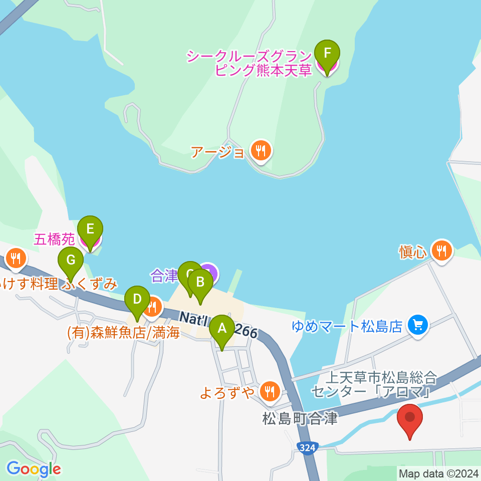 上天草市松島総合センターアロマ周辺のホテル一覧地図