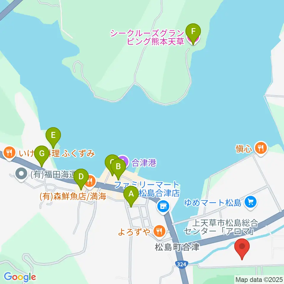 上天草市松島総合センターアロマ周辺のホテル一覧地図