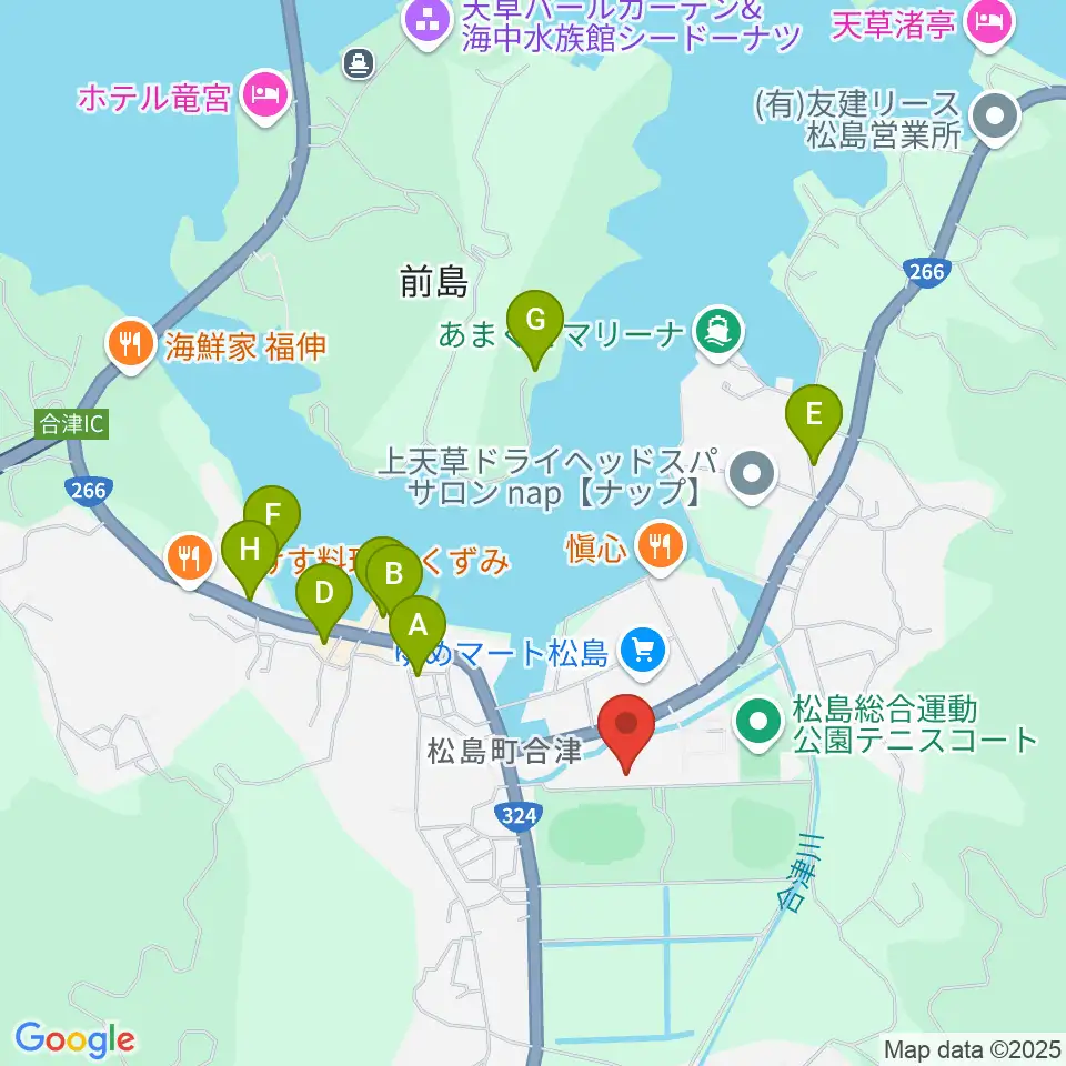 上天草市松島総合センターアロマ周辺のホテル一覧地図