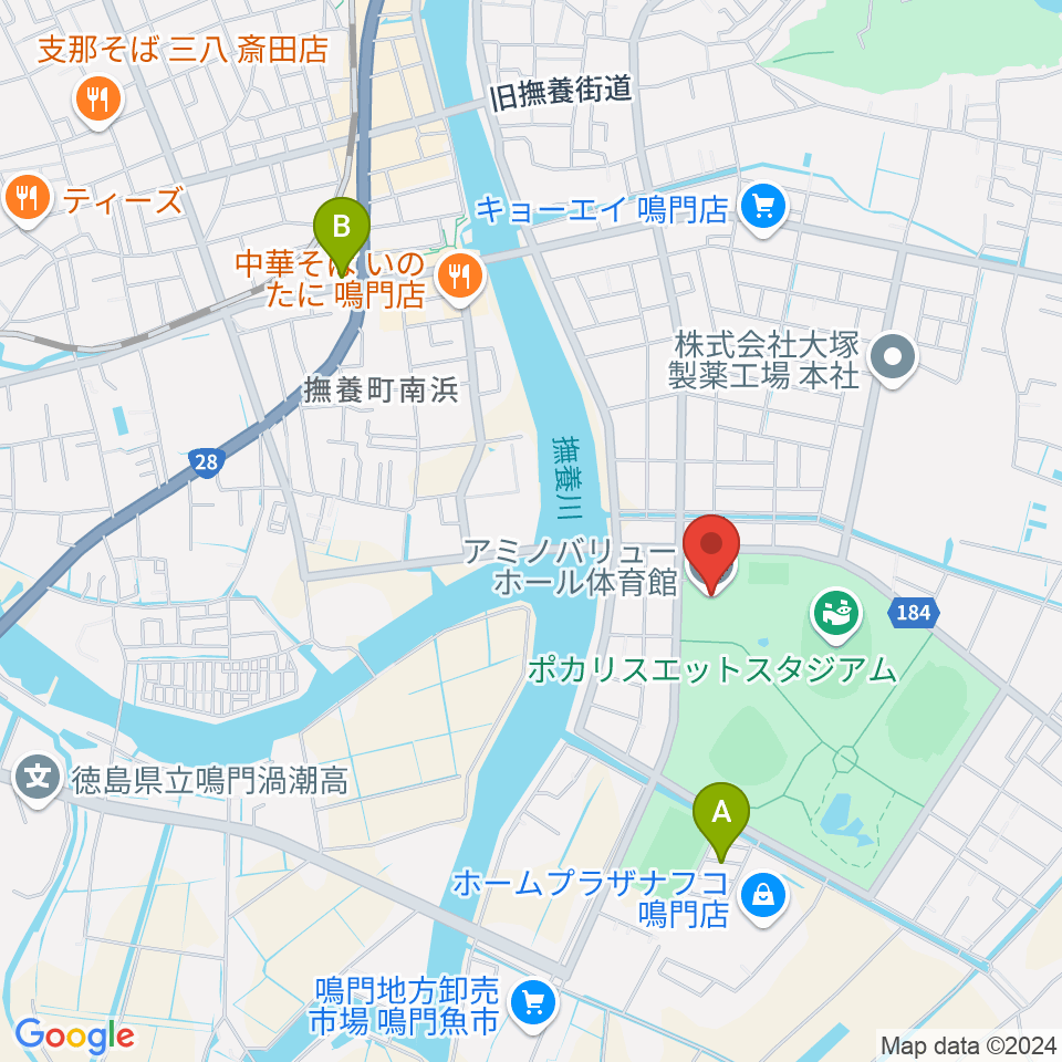 アミノバリューホール周辺のホテル一覧地図