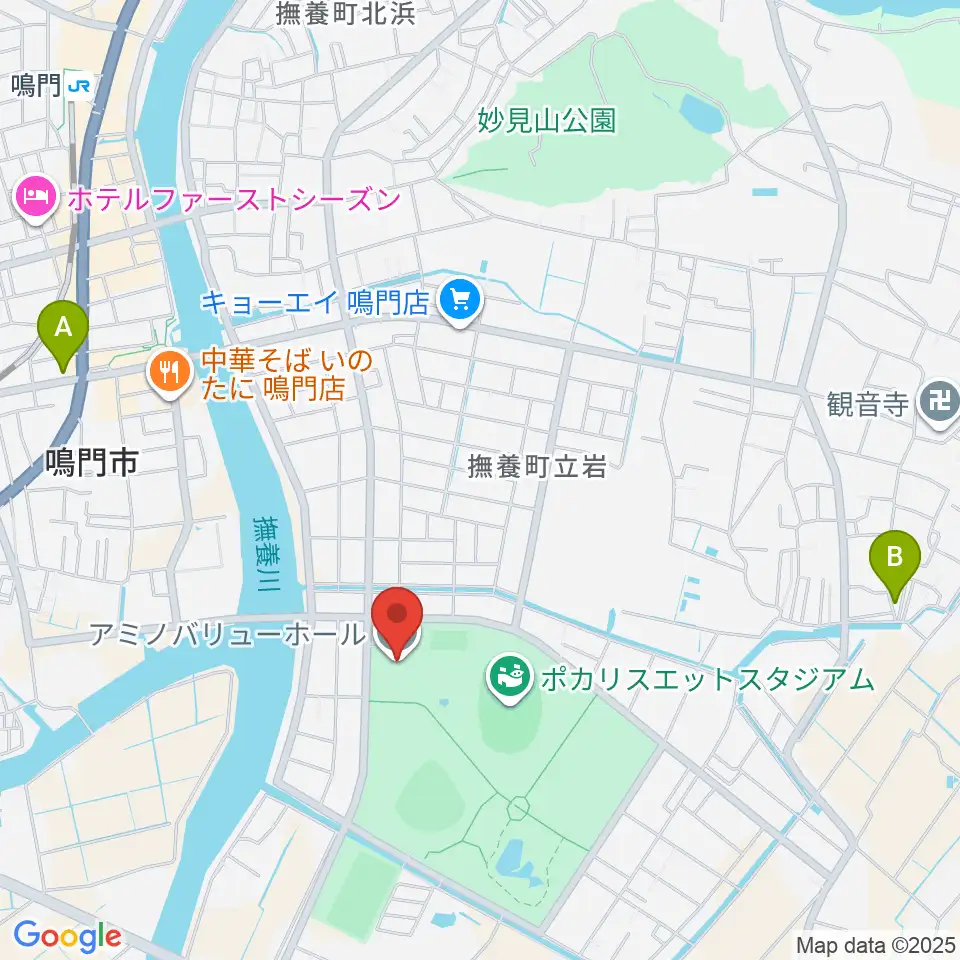 アミノバリューホール周辺のホテル一覧地図