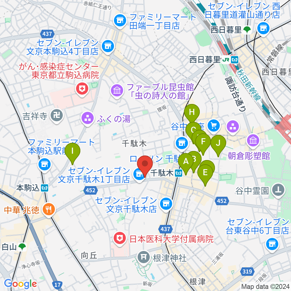 団子坂スタジオ周辺のホテル一覧地図