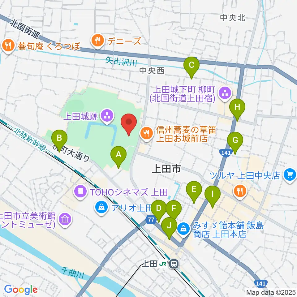 上田市立博物館周辺のホテル一覧地図