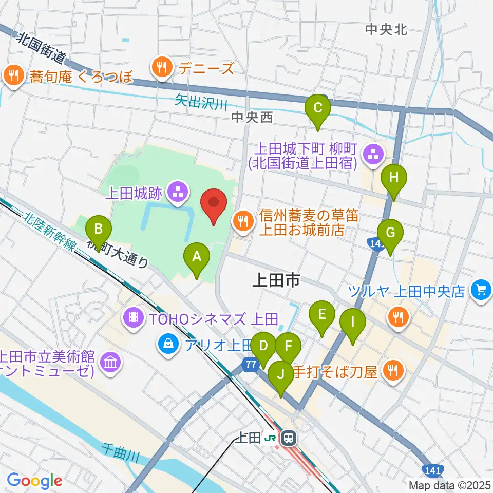 上田市立博物館周辺のホテル一覧地図