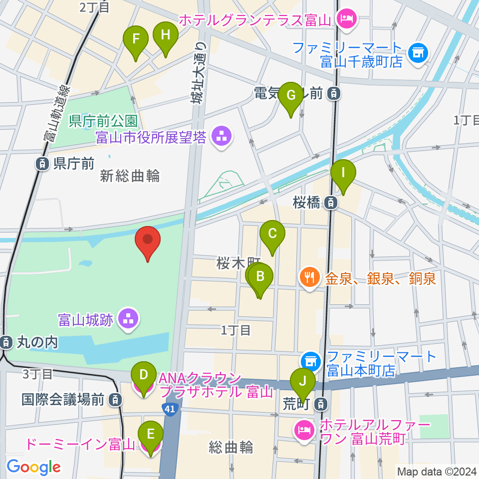 富山市佐藤記念美術館周辺のホテル一覧地図