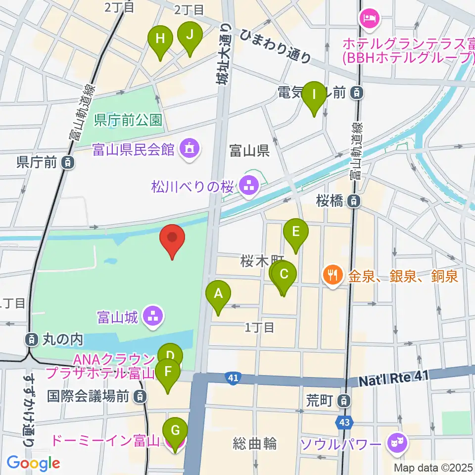 富山市佐藤記念美術館周辺のホテル一覧地図