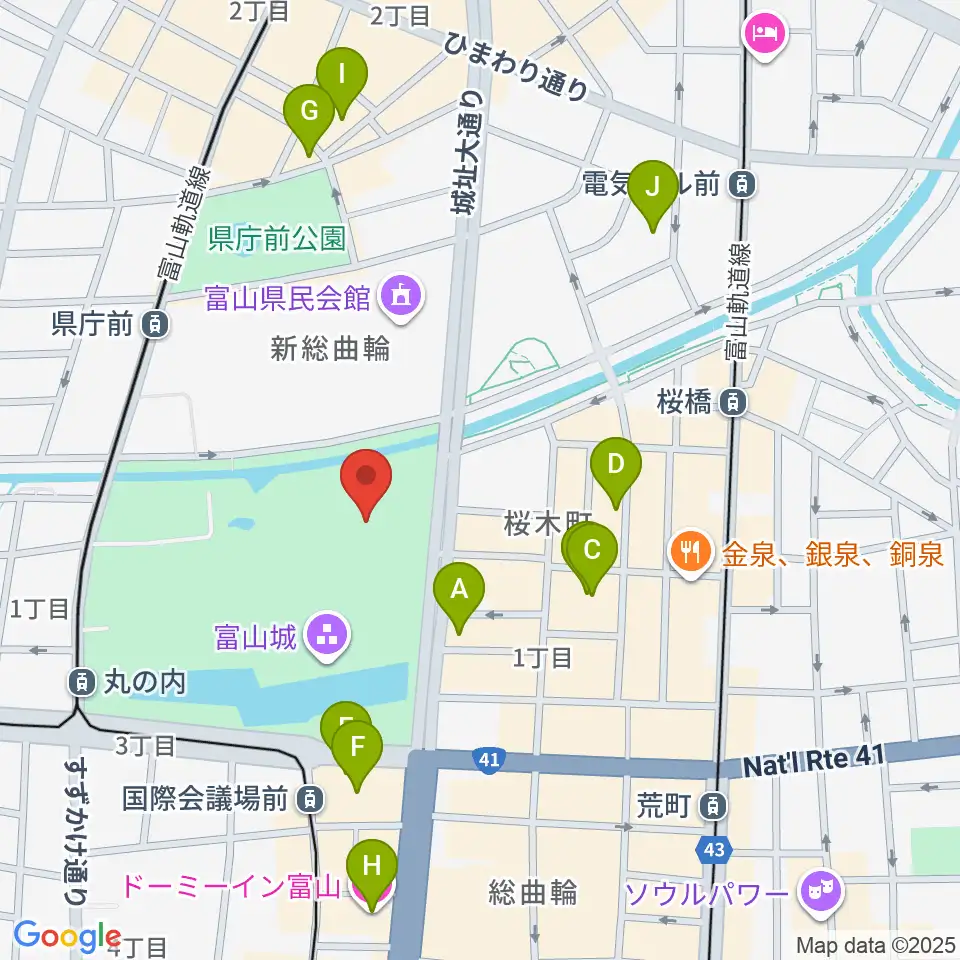 富山市佐藤記念美術館周辺のホテル一覧地図