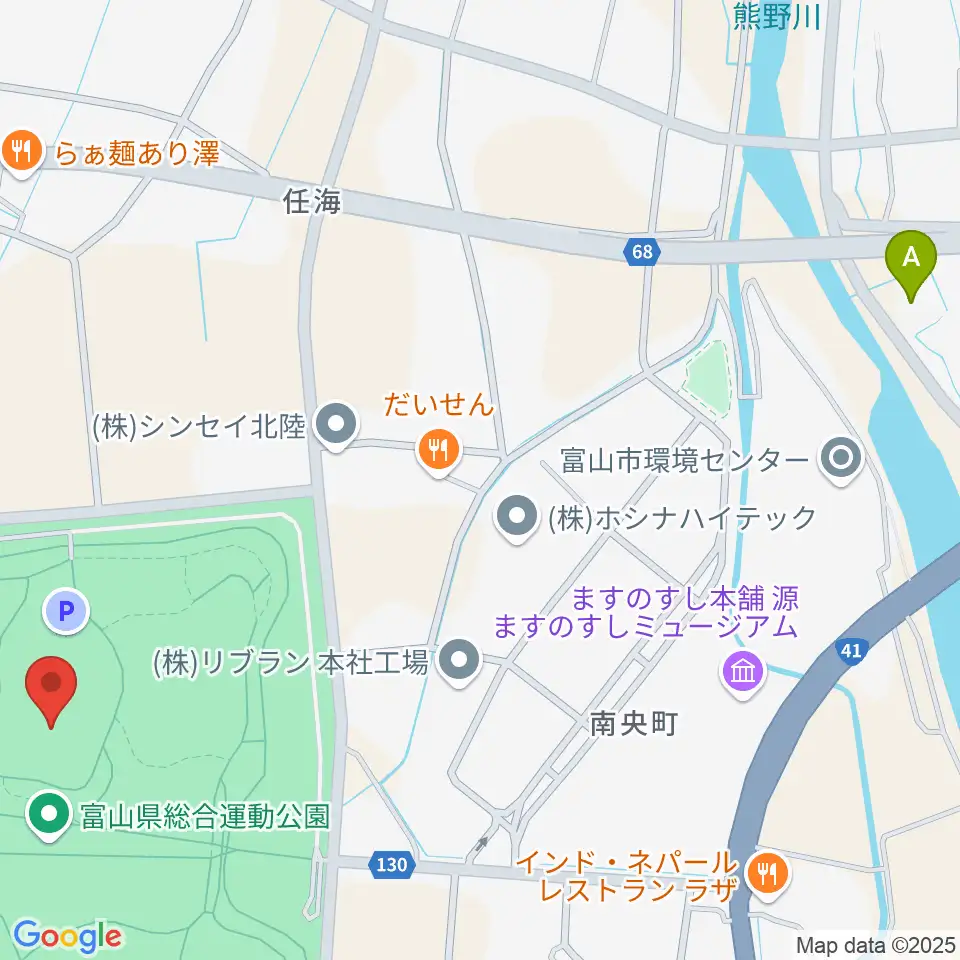 富山県総合運動公園屋内グラウンド周辺のホテル一覧地図