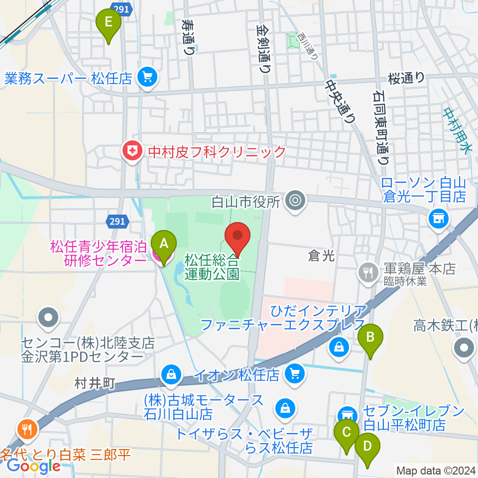 松任総合運動公園水泳プール周辺のホテル一覧地図