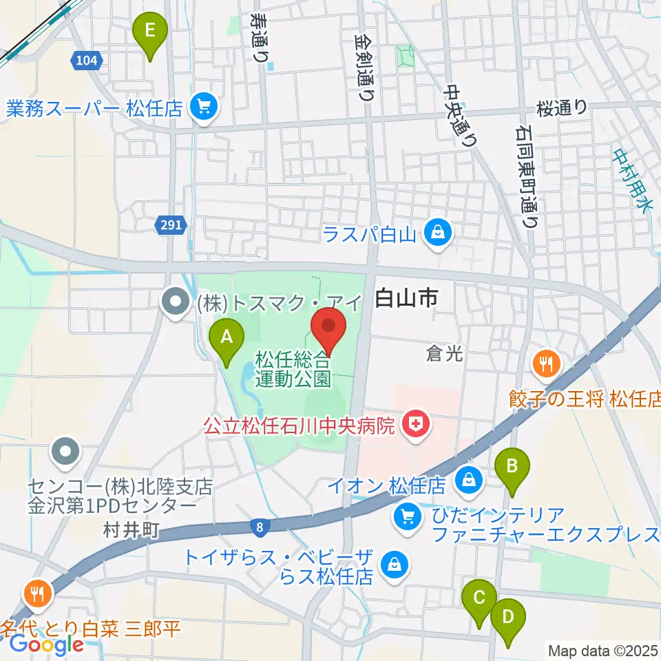 松任総合運動公園水泳プール周辺のホテル一覧地図
