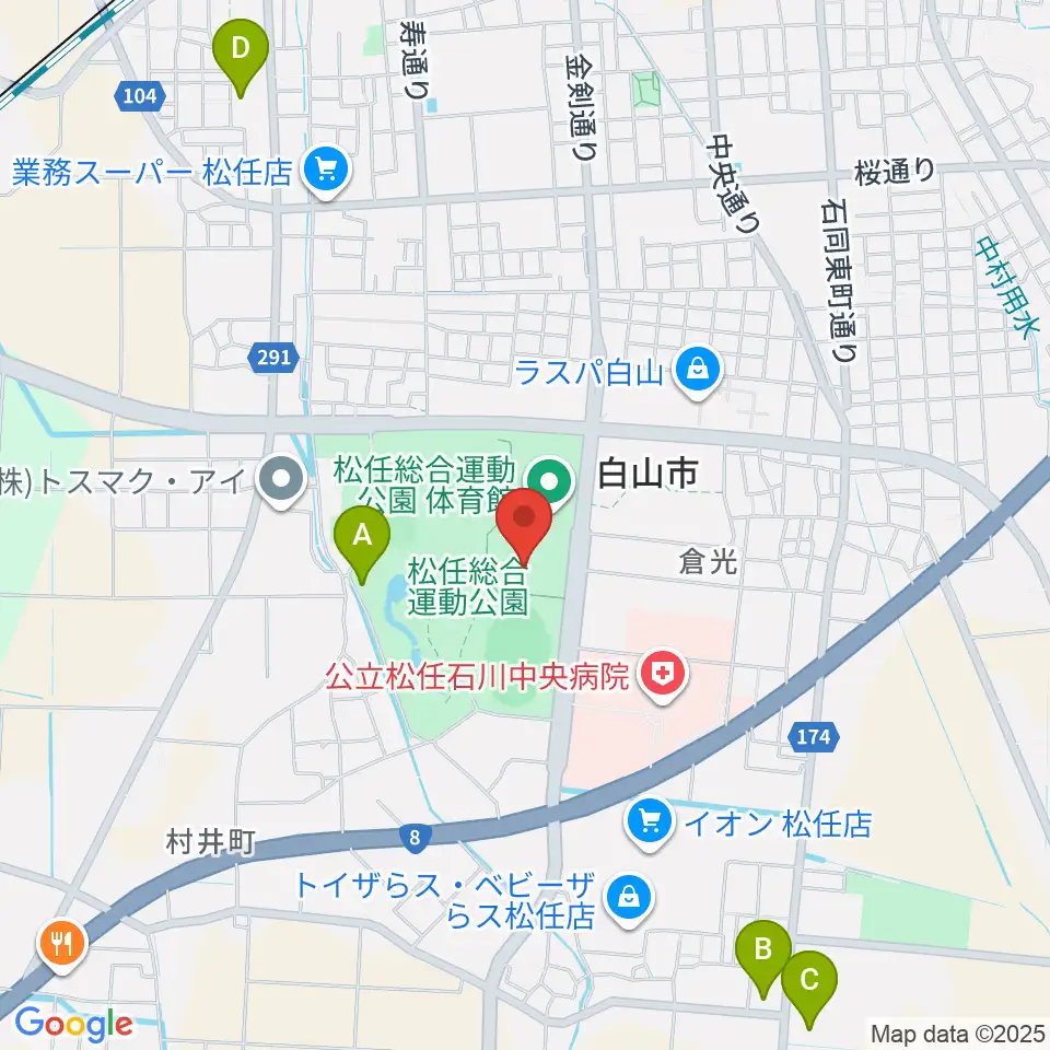 松任総合運動公園水泳プール周辺のホテル一覧地図