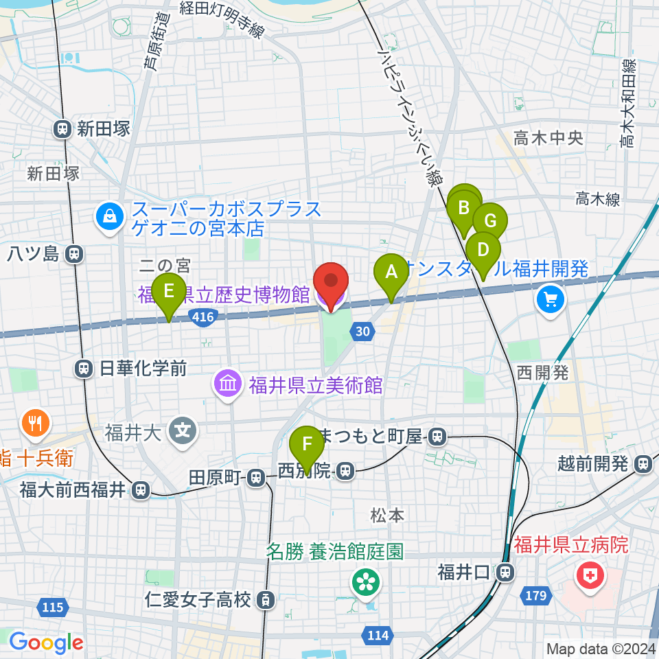 福井県立歴史博物館周辺のホテル一覧地図