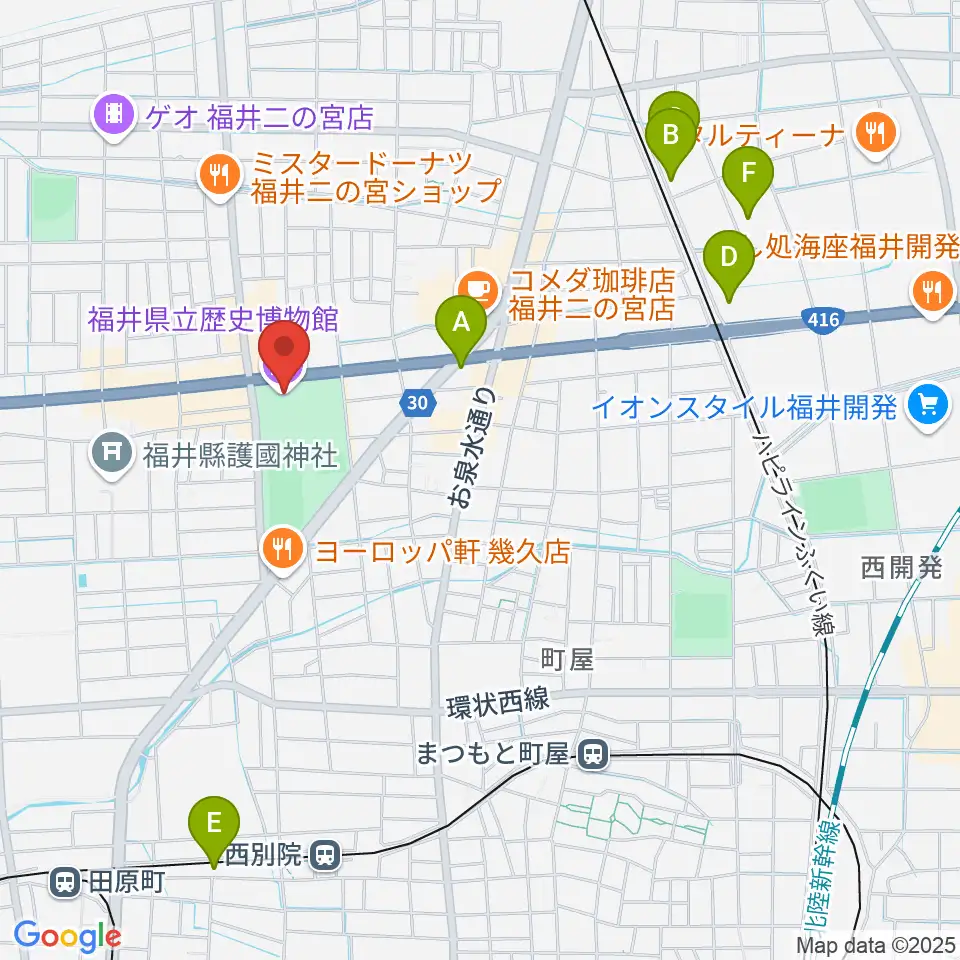 福井県立歴史博物館周辺のホテル一覧地図
