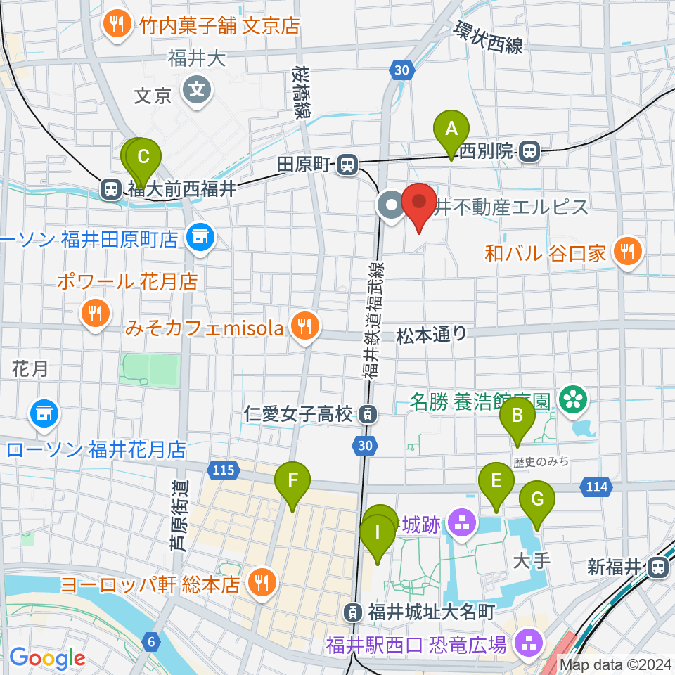 福井市体育館周辺のホテル一覧地図