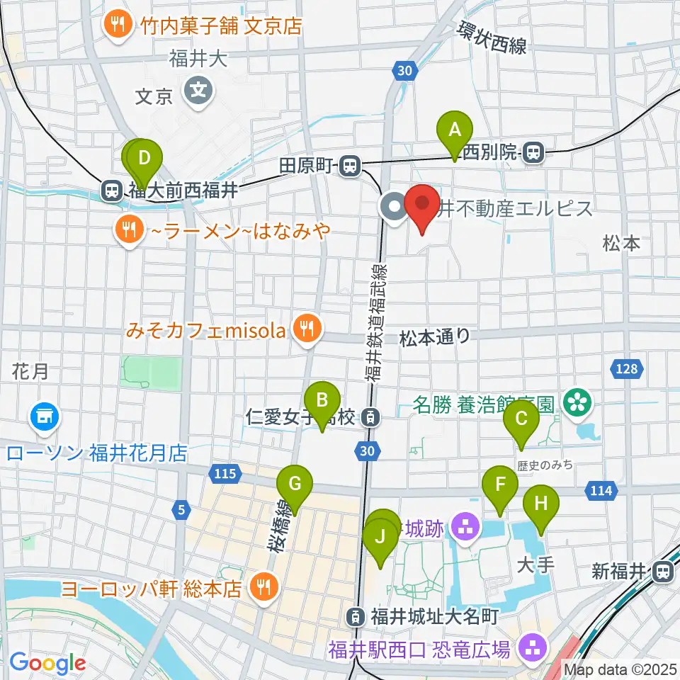 福井市体育館周辺のホテル一覧地図