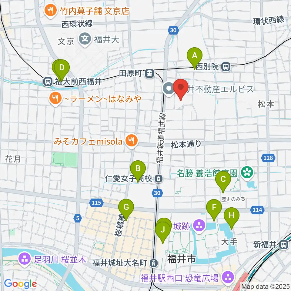 福井市体育館周辺のホテル一覧地図