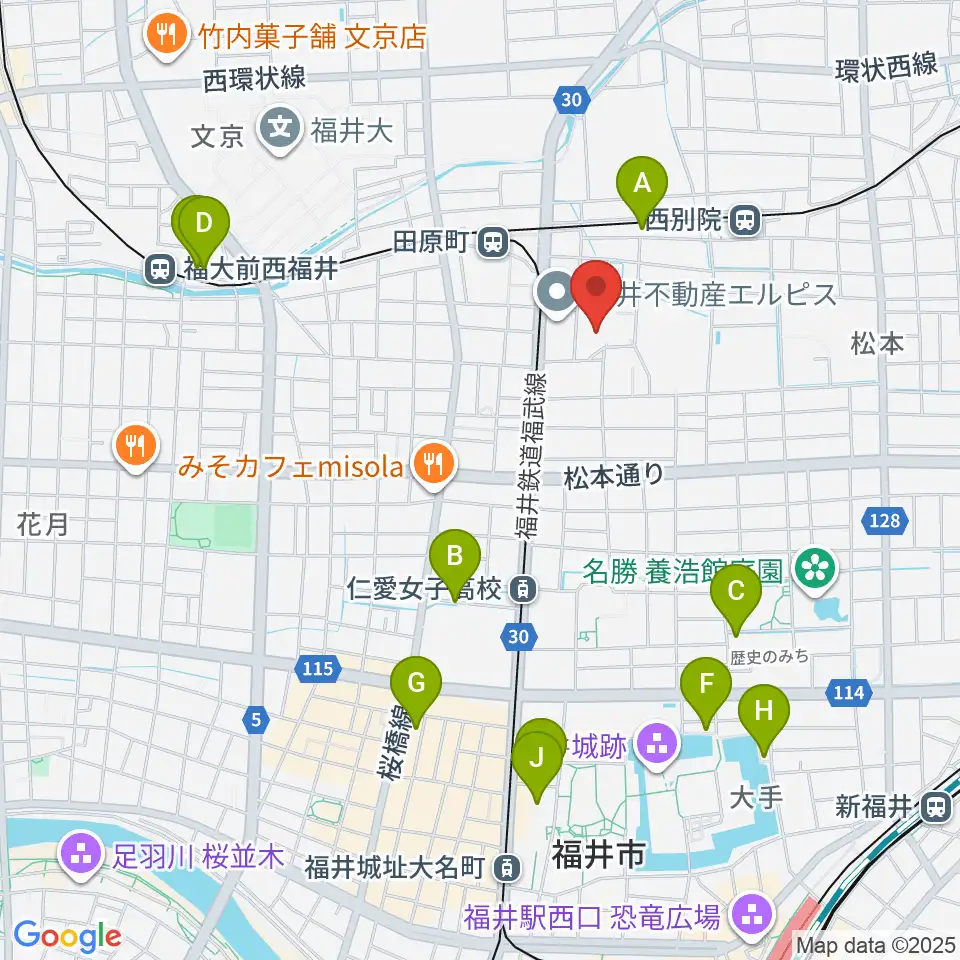 福井市体育館周辺のホテル一覧地図