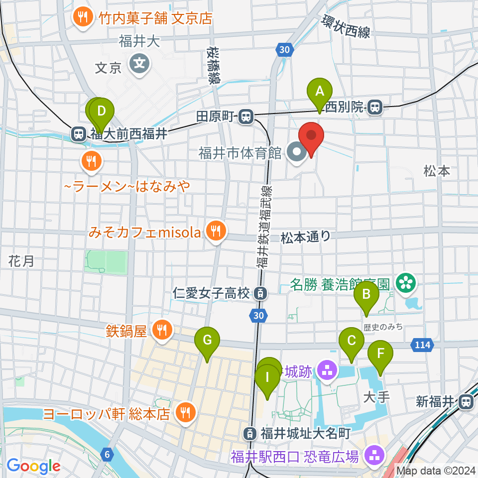 福井市弓道場周辺のホテル一覧地図