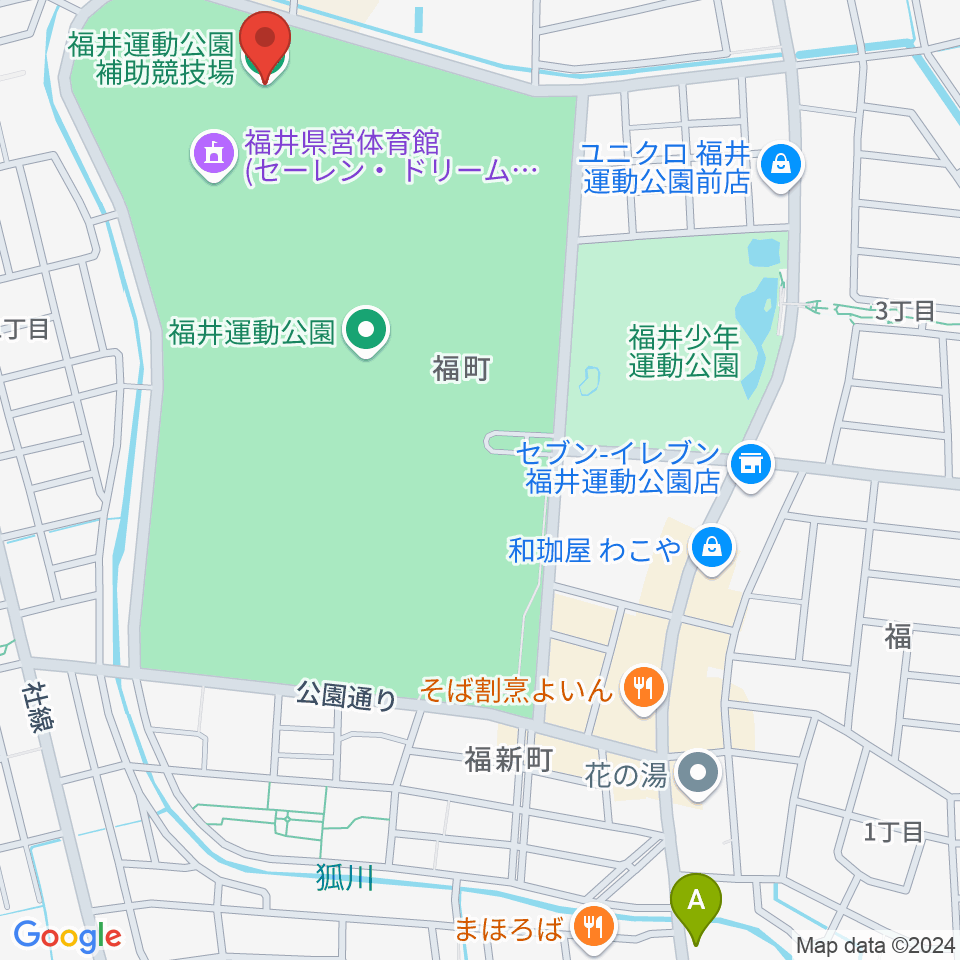 福井運動公園補助競技場周辺のホテル一覧地図