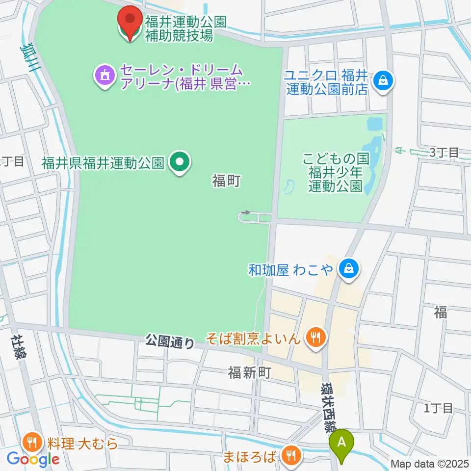 福井運動公園補助競技場周辺のホテル一覧地図