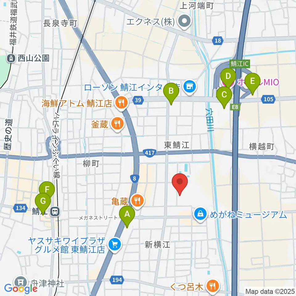 鯖江市総合体育館周辺のホテル一覧地図