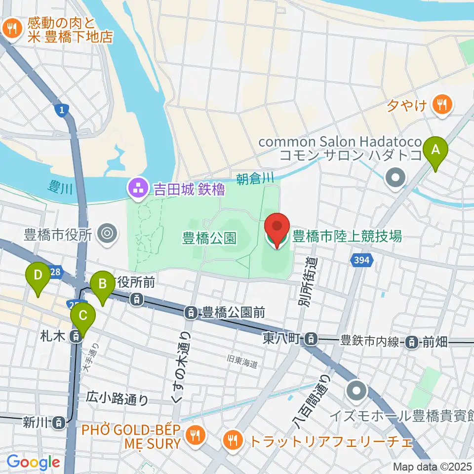 豊橋市陸上競技場周辺のホテル一覧地図