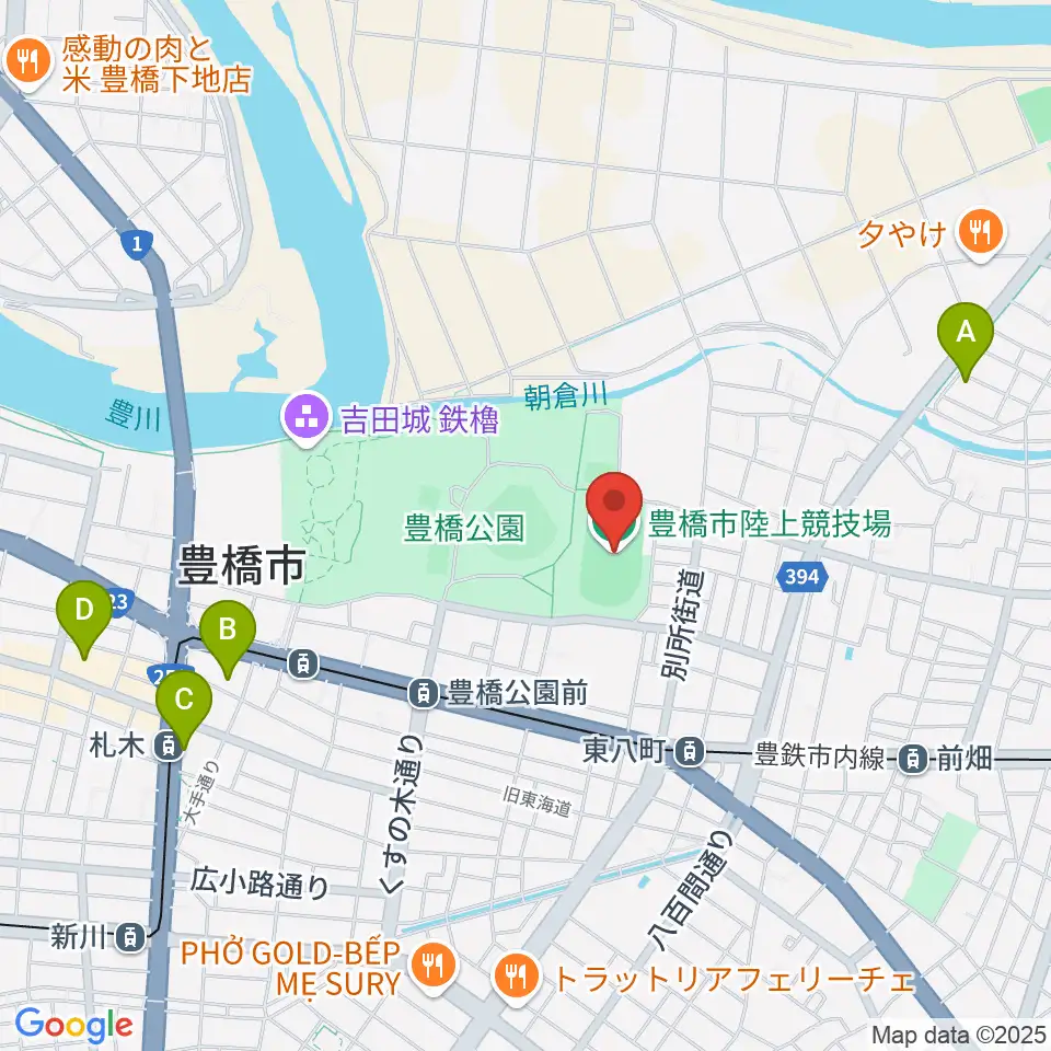 豊橋市陸上競技場周辺のホテル一覧地図