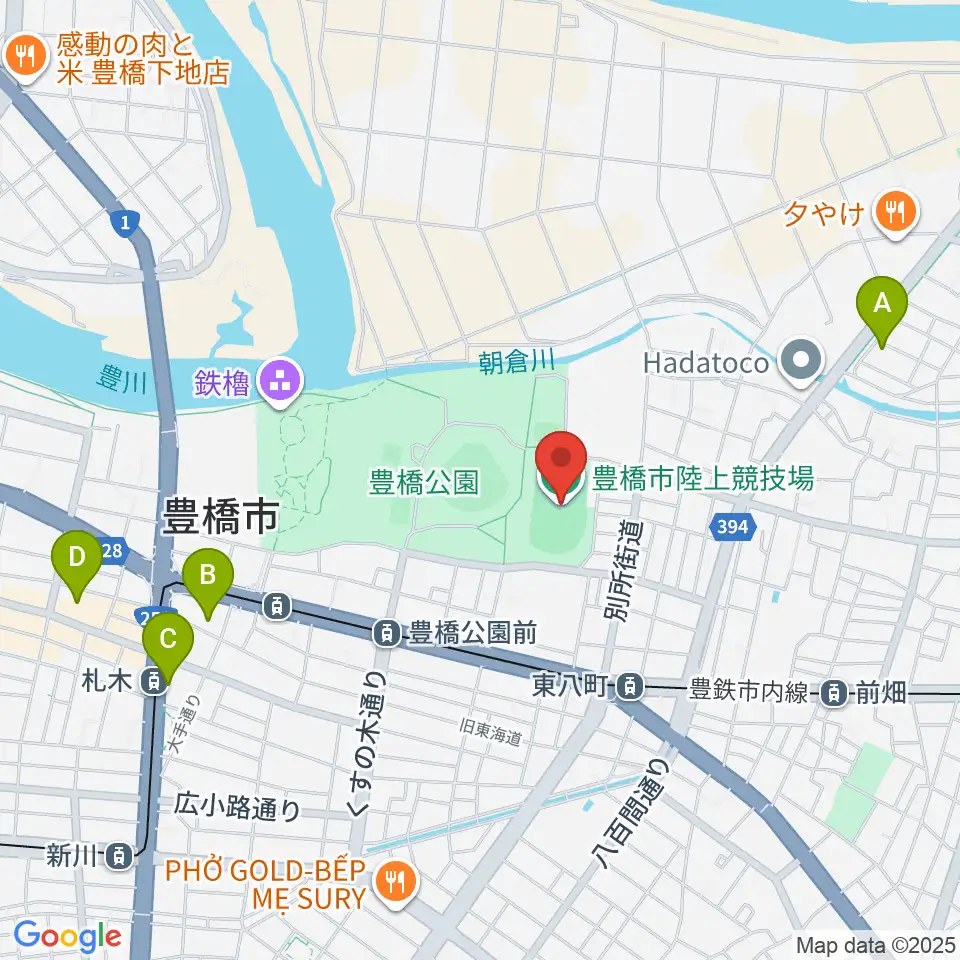 豊橋市陸上競技場周辺のホテル一覧地図