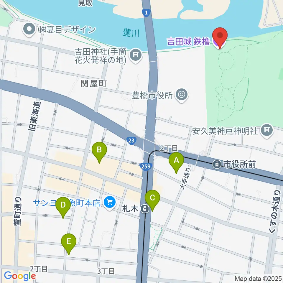 吉田城鉄櫓資料館周辺のホテル一覧地図