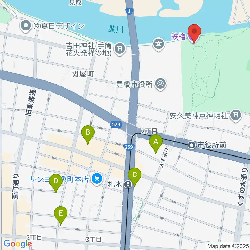 吉田城鉄櫓資料館周辺のホテル一覧地図