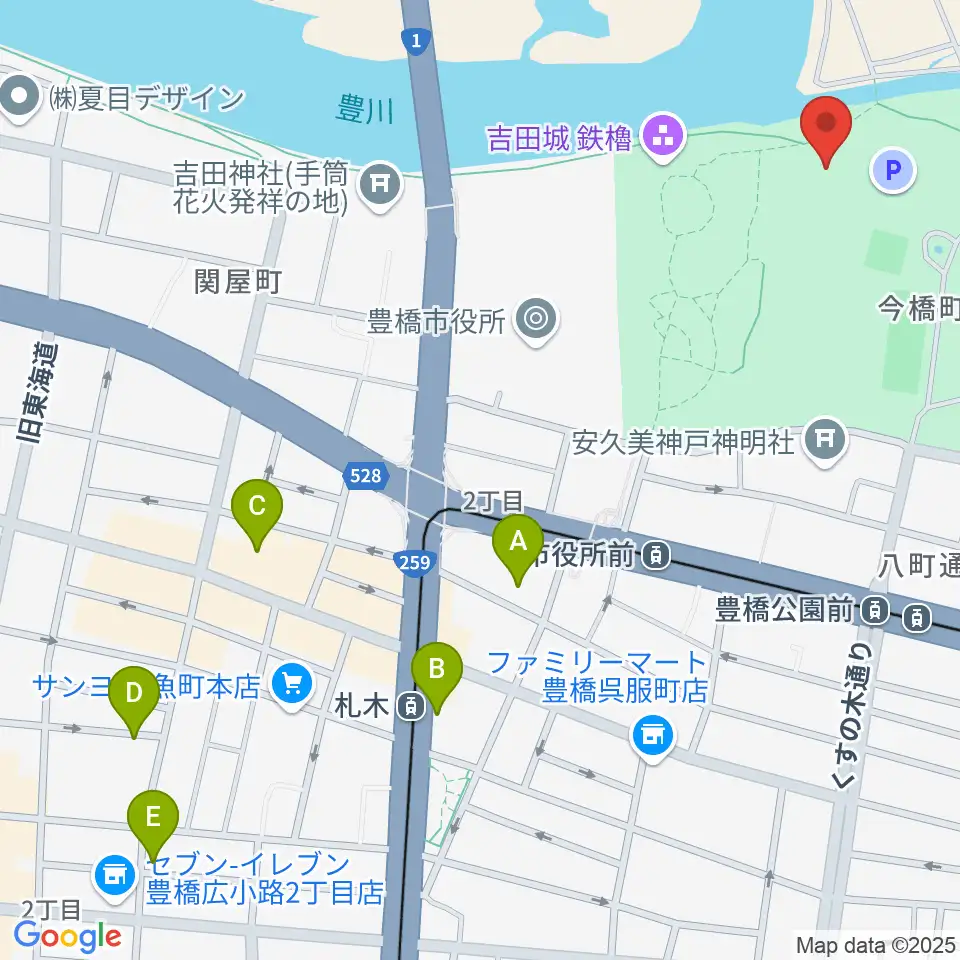 豊橋市三の丸会館周辺のホテル一覧地図
