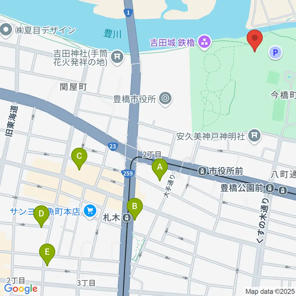 豊橋市三の丸会館周辺のホテル一覧地図