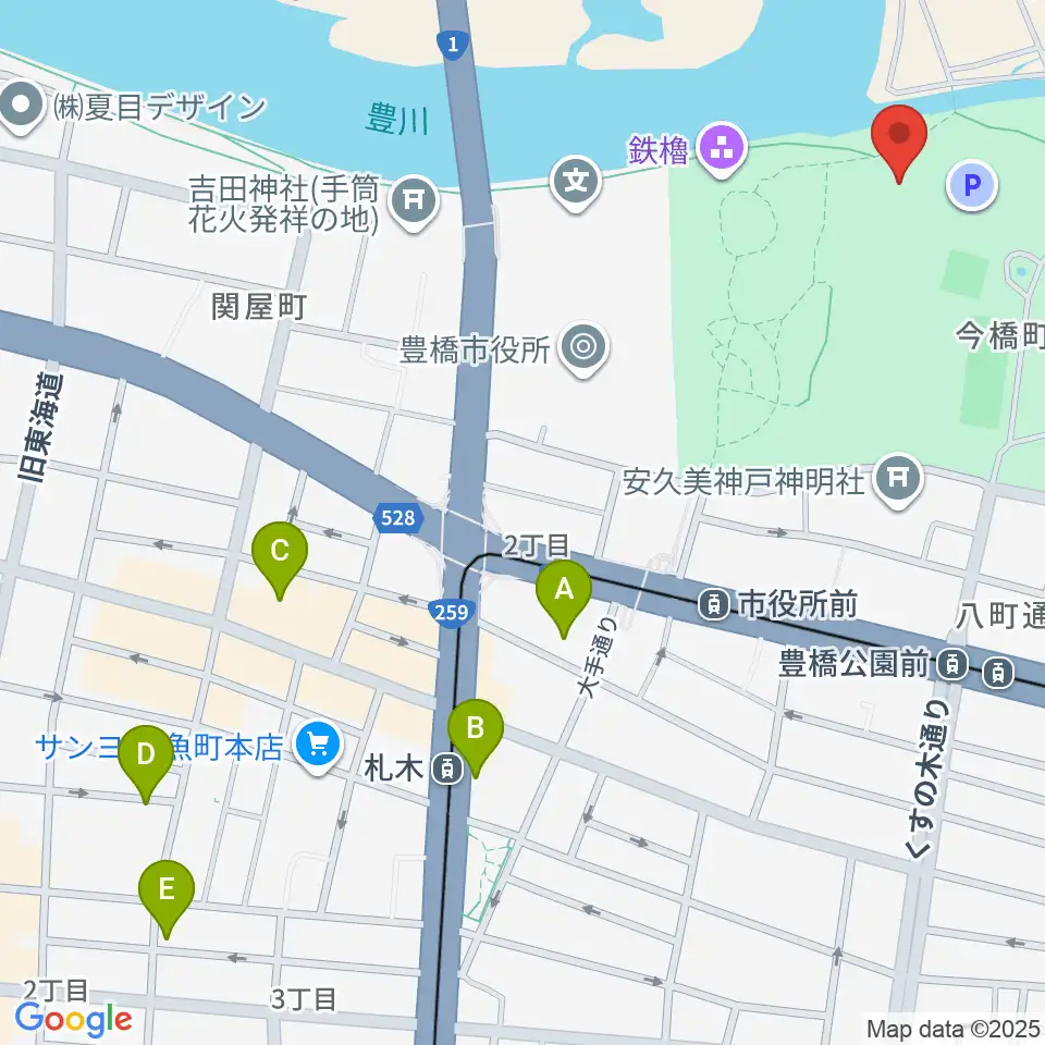 豊橋市三の丸会館周辺のホテル一覧地図